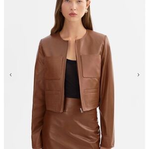 Lamarque Linette Leather Jacket in Luggage